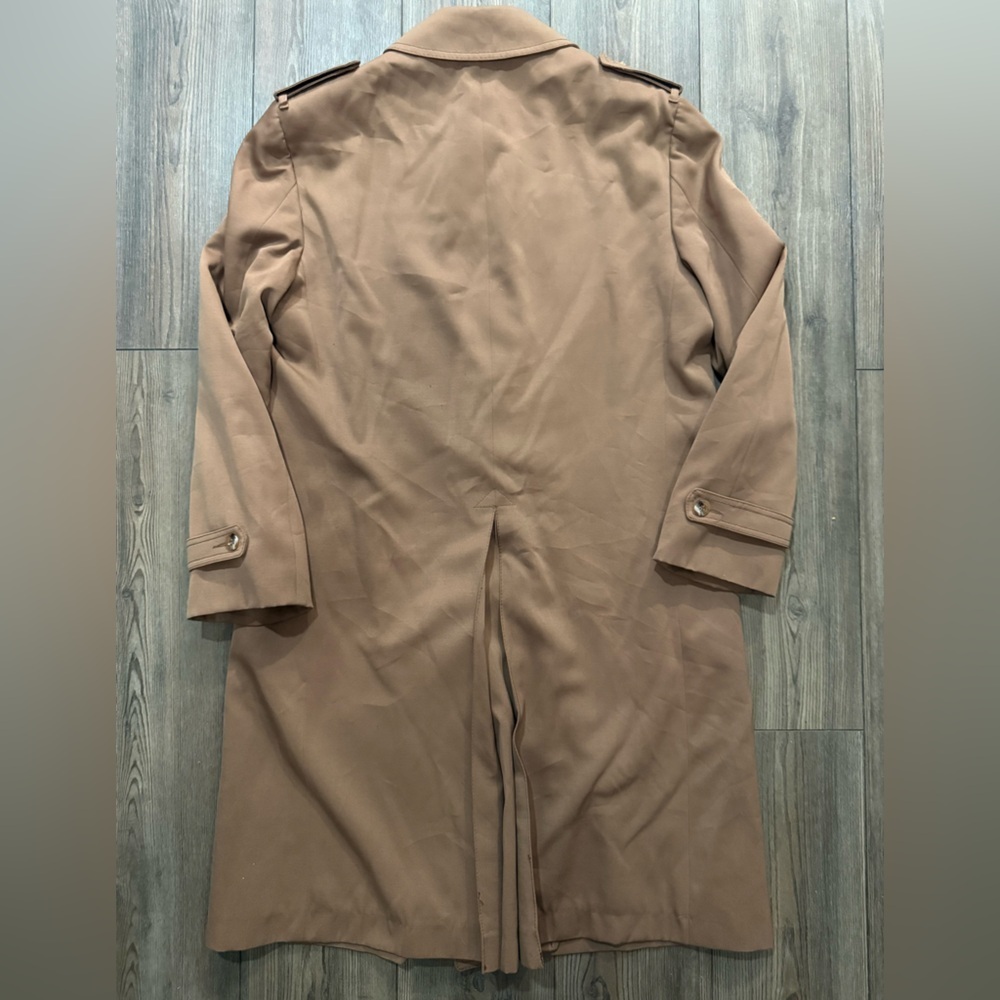 Vintage Saks Fifth Avenue Camel Trench Coat Mens 40R Classic Raincoat - Picture 5 of 5